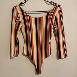 Scoop Neck Striped Bodysuit
